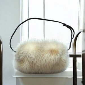 Faux Fur Bag Hand Warmer Crossbody Purse Black Adjustable Removable Strap